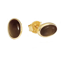 Load image into Gallery viewer, Vida Smoky Quartz Oval Stud Earrings
