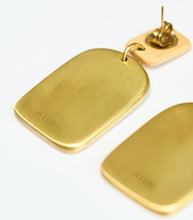 Load image into Gallery viewer, Brass and mother-of-pearl earrings on a white background