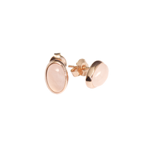 Load image into Gallery viewer, Ajei Rose Quartz Oval Stud Earrings