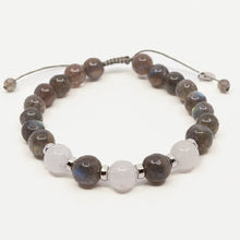 Load image into Gallery viewer, Single Chunky Combo Bead Bracelet - Labradorite &amp; White Jade
