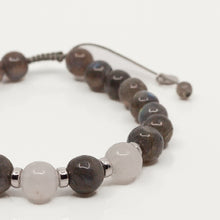 Load image into Gallery viewer, Single Chunky Combo Bead Bracelet - Labradorite & White Jade