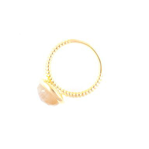 Cosmo Goldplated Sterling Silver Round Tibet Agate Stack Ring