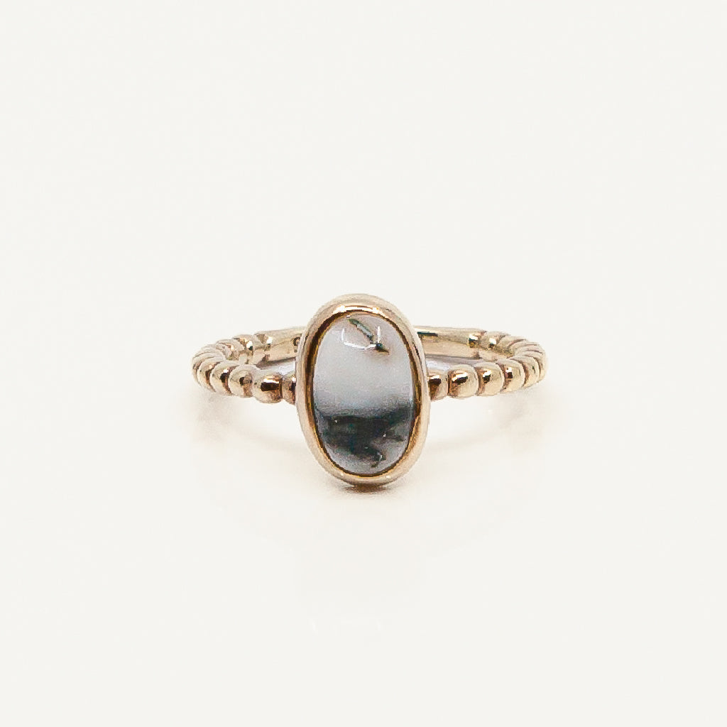 Kingfisher Blue Gold Oval Stack Ring