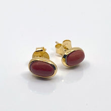 Load image into Gallery viewer, Magic Rouge Red Jasper Oval Earrings

