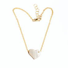 Load image into Gallery viewer, Diamond, Driftwood and Shell Heart on Vermeil Chain Bracelet

