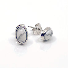 Load image into Gallery viewer, Daniella White Howlite Oval Earrings
